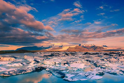 Zonsopkomst Jökulsárlón, IJsland