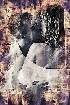 Kiss (mixed media, erotiek) van Art by Jeronimo