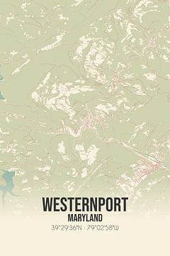 Carte ancienne de Westernport (Maryland), USA. sur Rezona