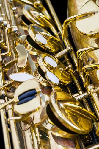 Goldene Vintage Saxophon Tasten Nahaufnahme