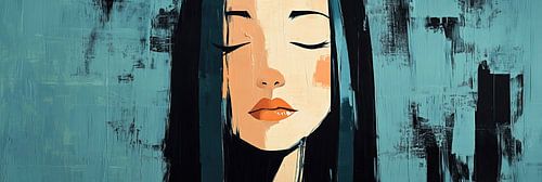 Femme aux yeux fermés | Femme aux yeux fermés turquoise