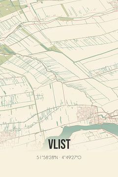 Vintage landkaart van Vlist (Zuid-Holland) van MijnStadsPoster