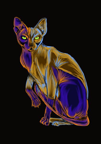 stylized color sphynx cat by Salma Mutiara