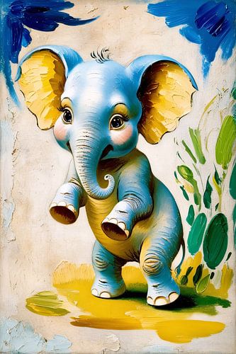 Mignon éléphant aux couleurs vives