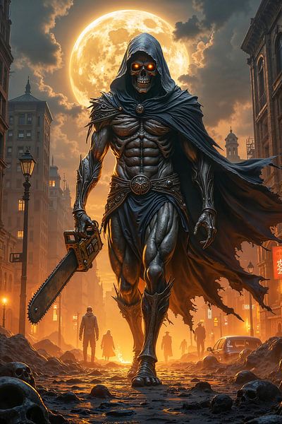 CITY REAPER: The Grim Reaper with a Chainsaw on the Street by INFERAURUM