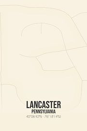 Alte Karte von Lancaster (Pennsylvania), USA. von Ortsdrucke