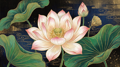 Japanischer Lotusteich – Goldene Ruhe