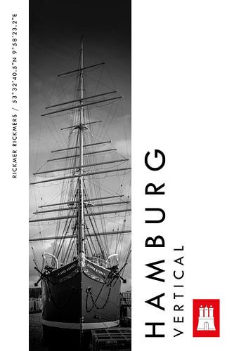 Hamburg Vertical Rickmer Rickmers (zwart-wit)