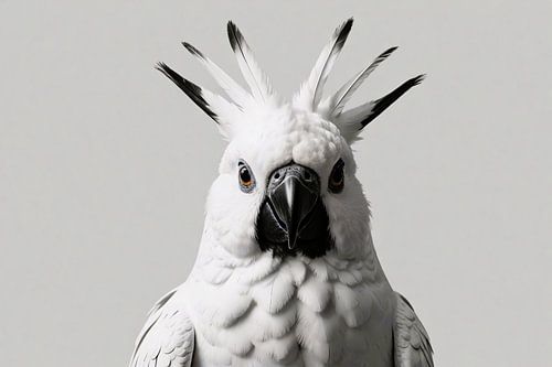 Close-up van een witte kaketoe met details