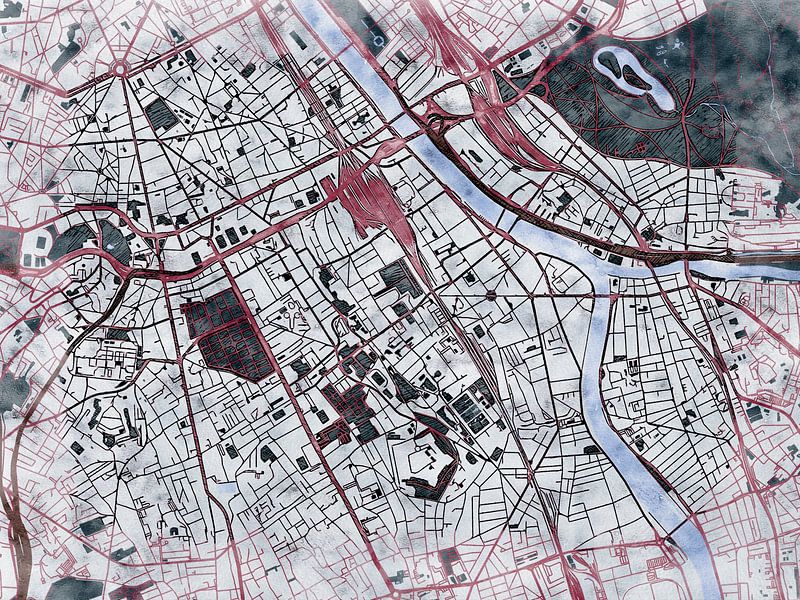 Carte de Ivry-sur-Seine avec le style 'White Winter' par Maporia