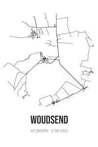 Woudsend (Fryslan) | Carte | Noir et blanc sur Rezona