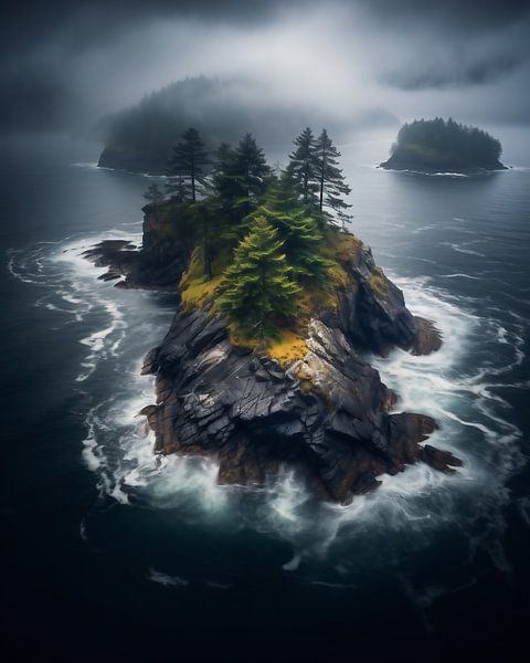 Une île dans une mer agitée par fernlichtsicht