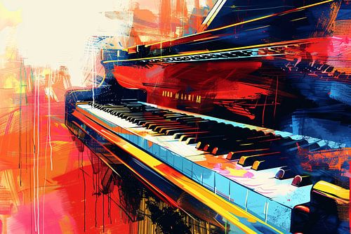 Abstracte kleurrijke piano in beweging