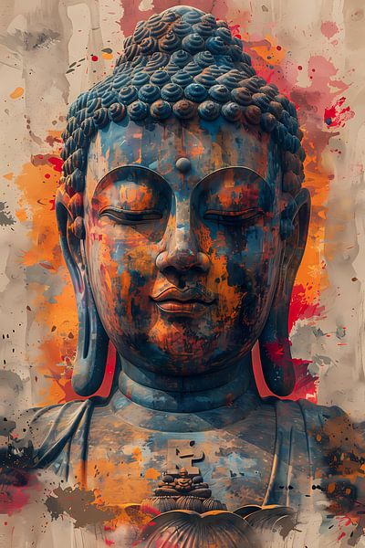 Bouddha dans une explosion abstraite colorée par Art & Soul Creations