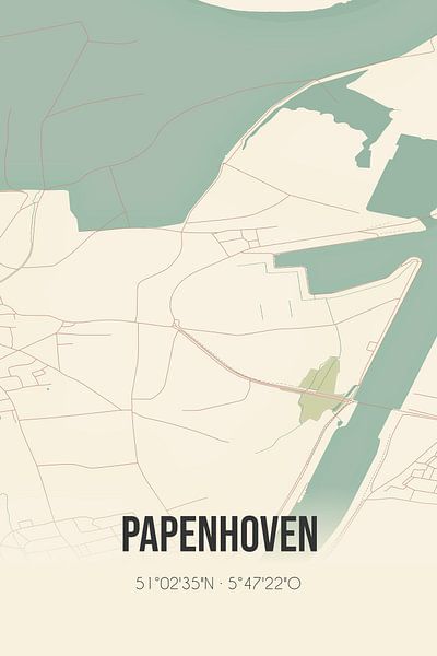 Vintage map of Papenhoven (Limburg) by Prints of Place