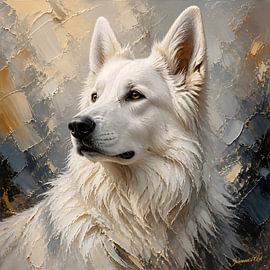 Weißer Schweizer Schäferhund 1 von Johannas Art Creations