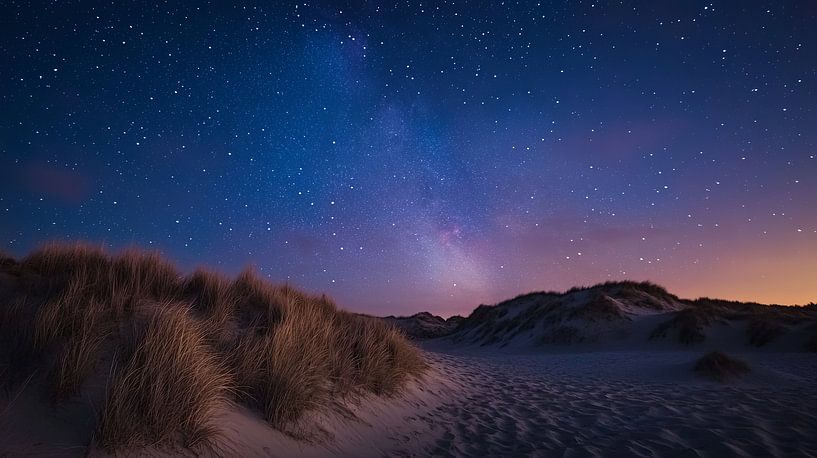 dune landscape with milky way wadden islands by Egon Zitter