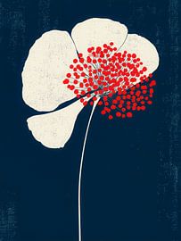 Weiße Blume in roter Stille