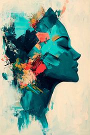 Profil coloré d'une femme en douceur sur Poster Art Shop