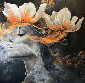 Blumenportrait Frau abstrakt modern von Wilma Mesman