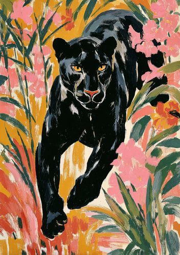Zwarte panter in de exotische jungle
