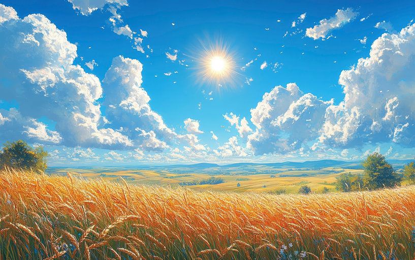 Champs d'or sous un ciel radieux par Hikmah Hidahasbi