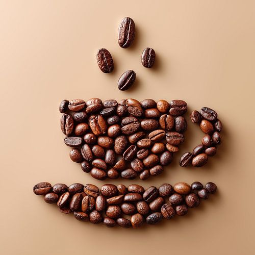 Eine Tasse Kaffee, die aus Kaffeebohnen hergestellt wird.