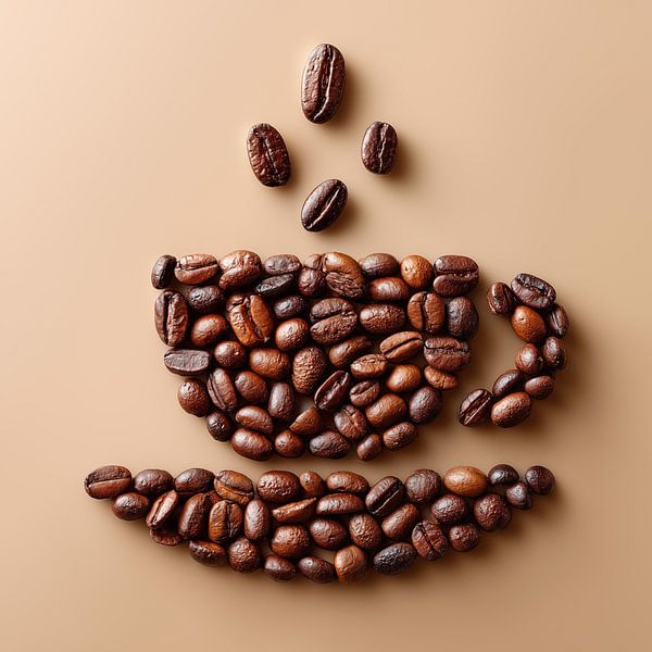 Eine Tasse Kaffee, die aus Kaffeebohnen hergestellt wird. von Schwarzer Kaffee