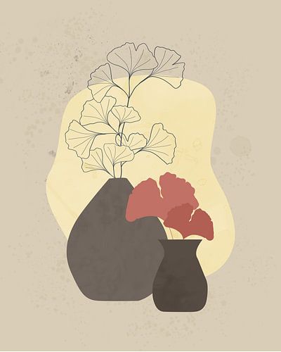 Abstract stilleven met Ginkgo-takken