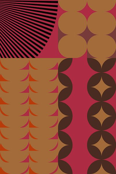 Retro kunst uit de jaren 70. Abstract geometrisch patroon nr. 15 van Dina Dankers
