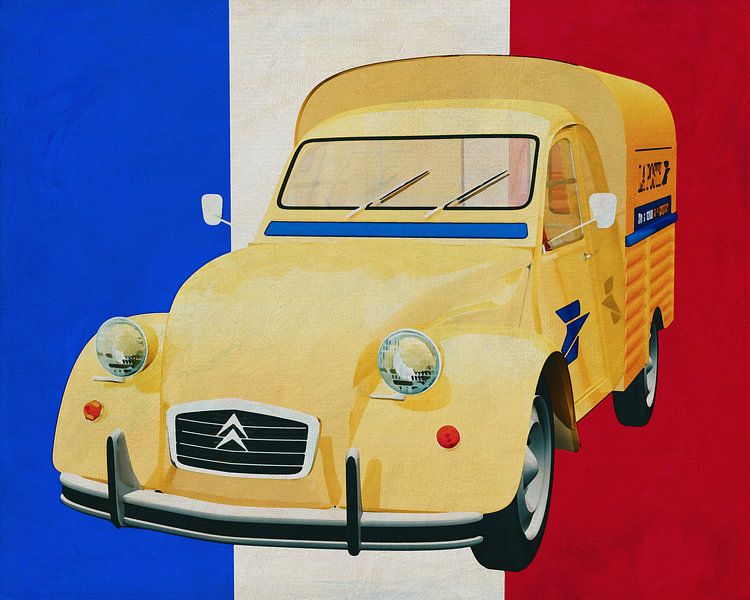 La Citroën 2CV devant le drapeau français par Jan Keteleer