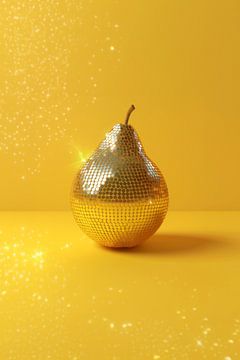 Lichtgevende luminescentie: gele bol discobal in een stralend gele sfeer