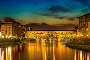 FLORENCE Ponte Vecchio bij zonsondergang van Melanie Viola