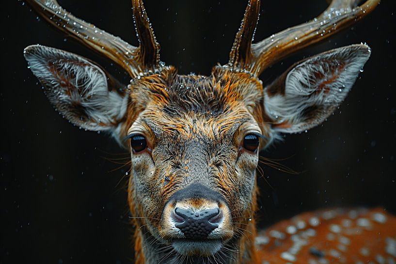 Atmospheric Deer Portrait in Forest by Art & Soul Creations