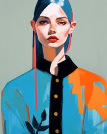 Kleurrijke blikvanger, modern portret van Carla Van Iersel