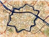 Kaart van Zwolle centrum in de stijl 'Serene Summer'