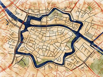 Kaart van Zwolle centrum in de stijl 'Serene Summer' van Maporia