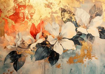 Vibrant leaves and flowers by ARTEO Paintings