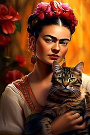 Frida and cats by rinda ratuliu