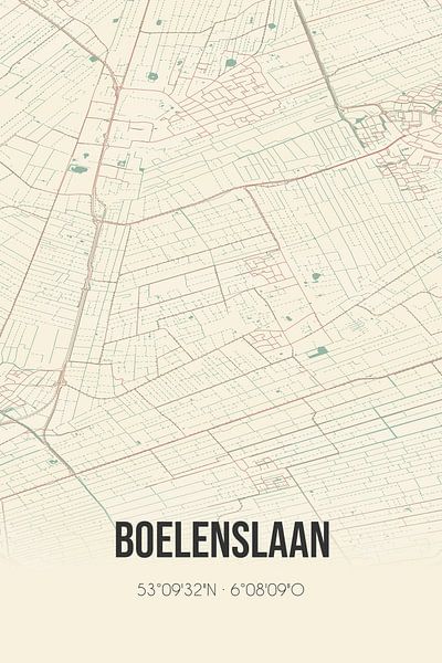 Carte ancienne de Boelenslaan (Fryslan) par Affiches de lieux