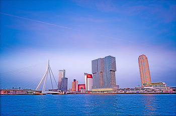 Architektur entlang der Maas in Rotterdam