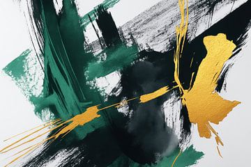 Ausdrucksstarke Schwünge in Gold und Grün