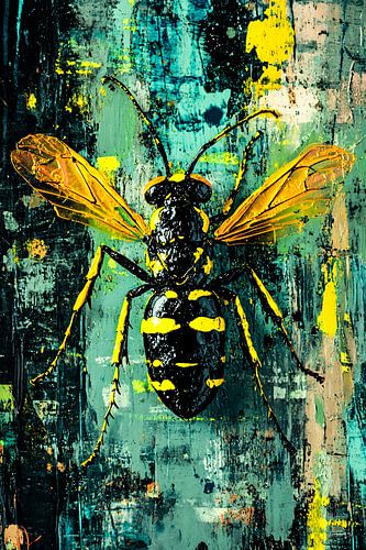 Abstracte wesp in levendige kleuren