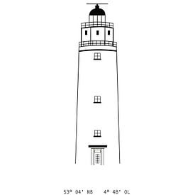 Poster Leuchtturm Texel mit Koordinaten | schwarz-weiß von Studio Tosca