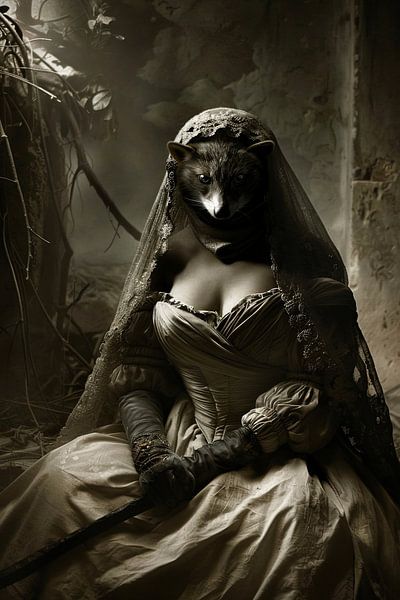 mixed portrait woman and fox by Egon Zitter