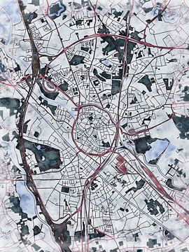 Map of Mechelen with the style 'White Winter' by Maporia