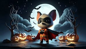 Mutiger Super-Fledermaus bei Halloween-Nacht
