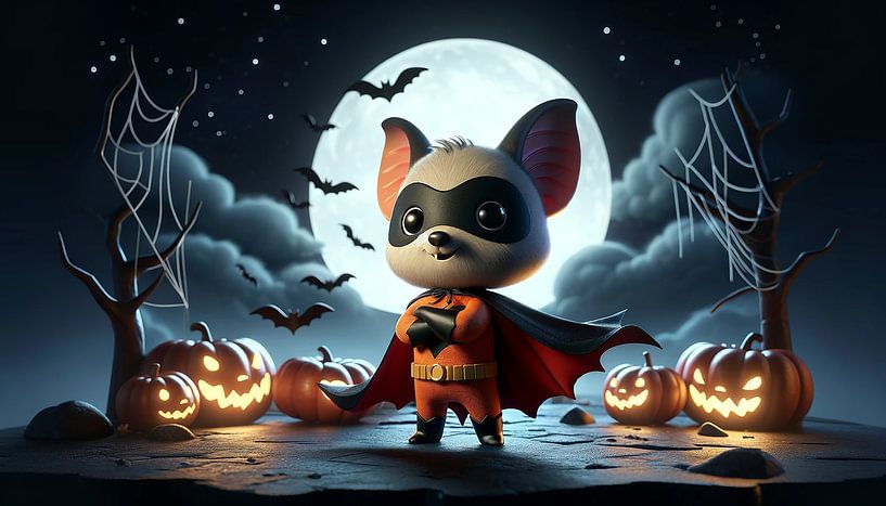 Une super chauve-souris courageuse lors de la nuit d'Halloween par artefacti