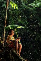 schuilen tegen de regen