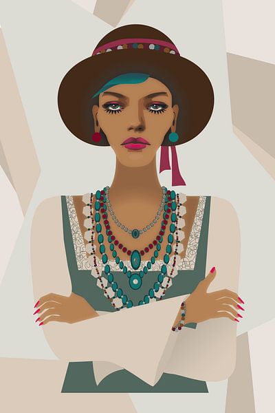 Woman with hat and chains in bohemian style by Yke de Vos
